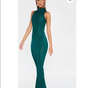 Emerald green velvet jumpsuit